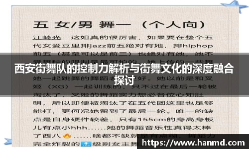 西安街舞队的控制力解析与街舞文化的深度融合探讨